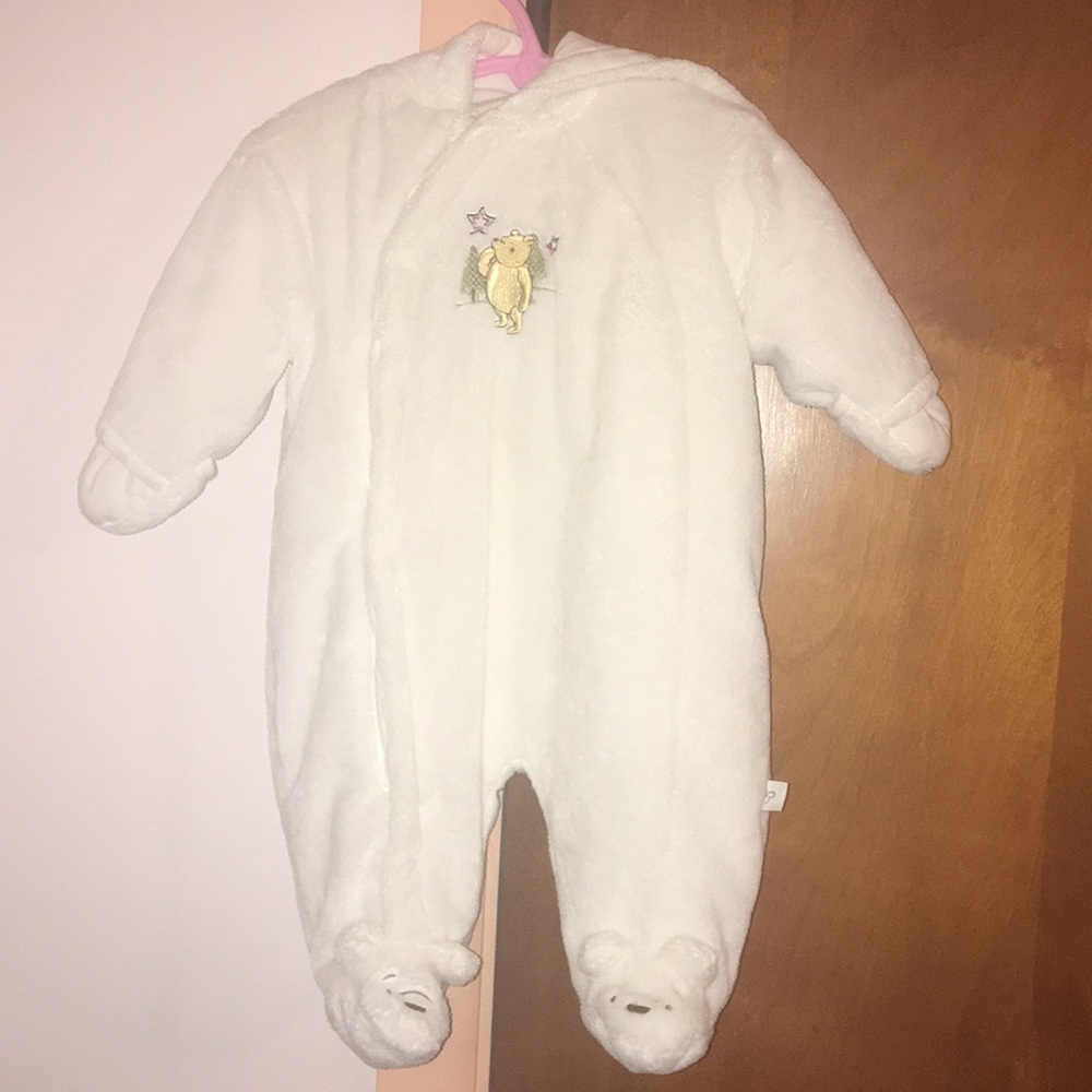 Warm Winnie the Pooh White Newborn Snowsuit